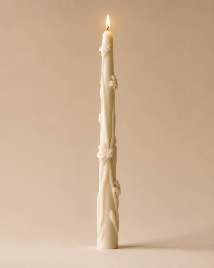 Wavy Rod Candle candle lit