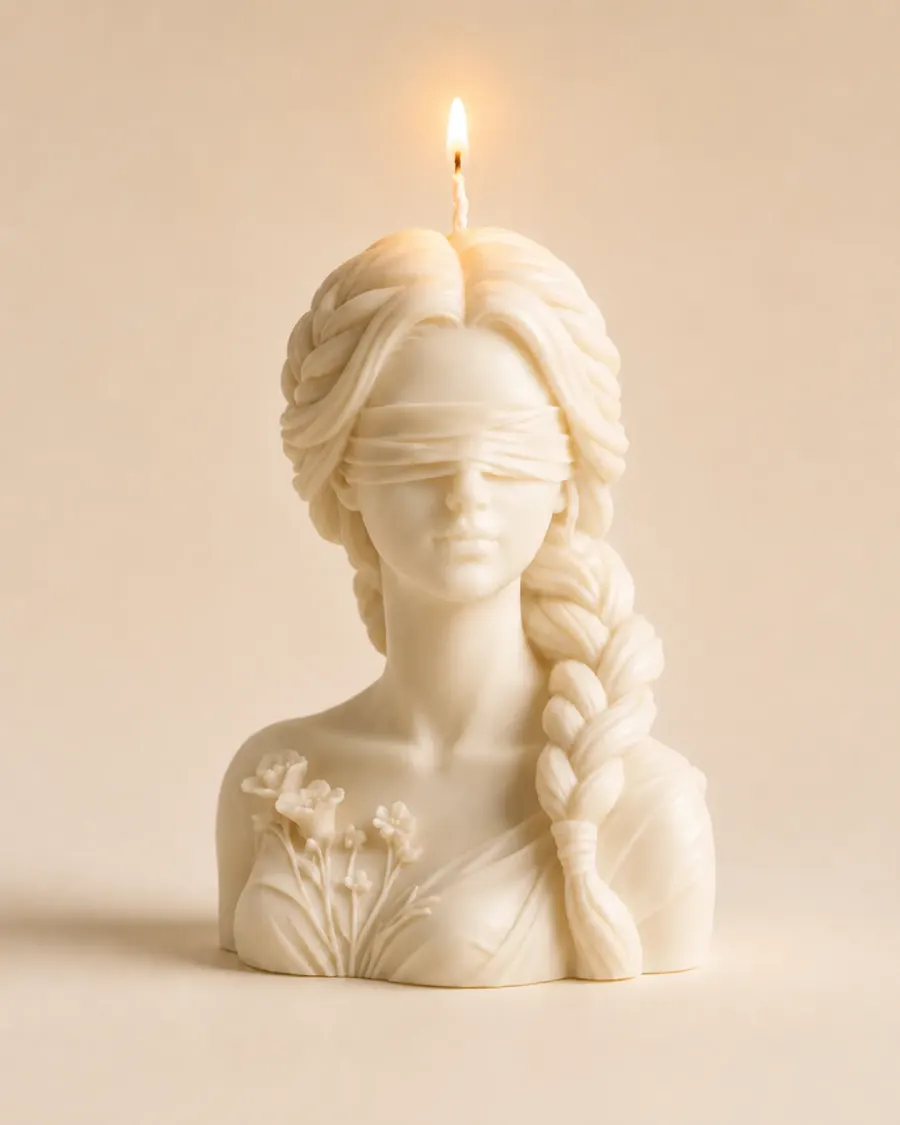 Braided Blind Candle candle lit