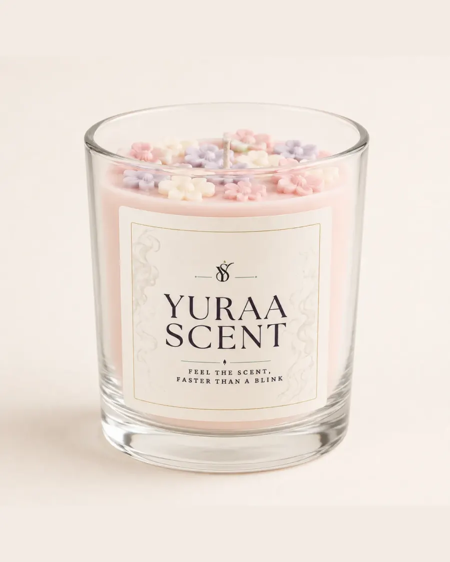 Floral Jar Candle candle lit